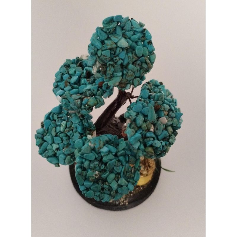 GENERICO - ARBOLITO  DE LA FELICIDAD BONSAI MEDIANO CON PIEDRAS DE TURQUESA