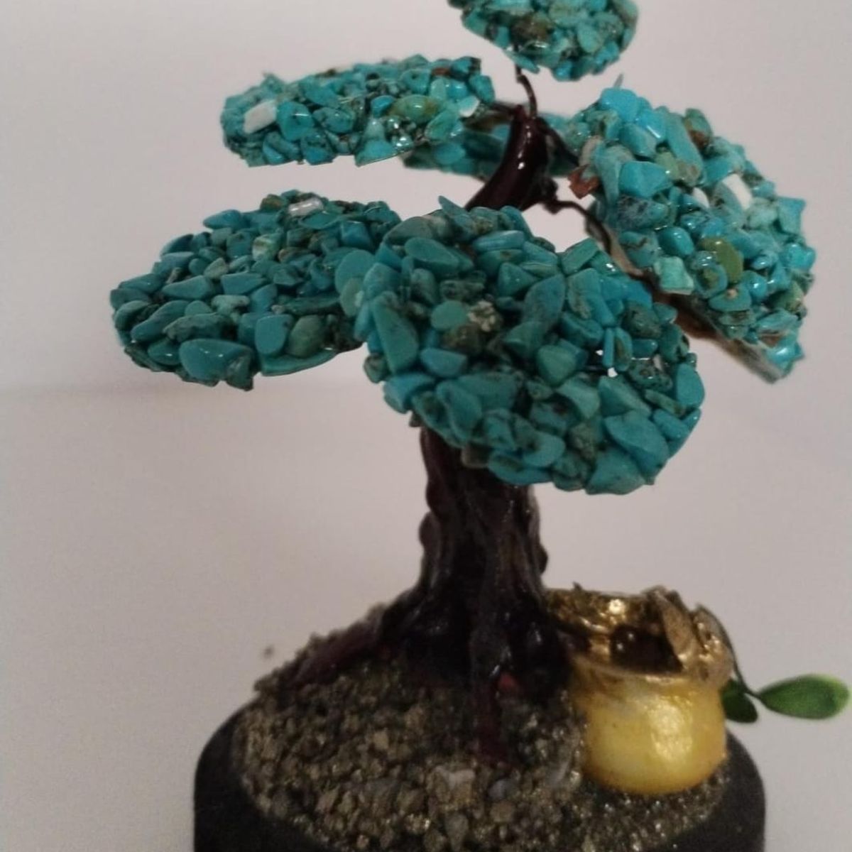 GENERICO - ARBOLITO  DE LA FELICIDAD BONSAI MEDIANO CON PIEDRAS DE TURQUESA