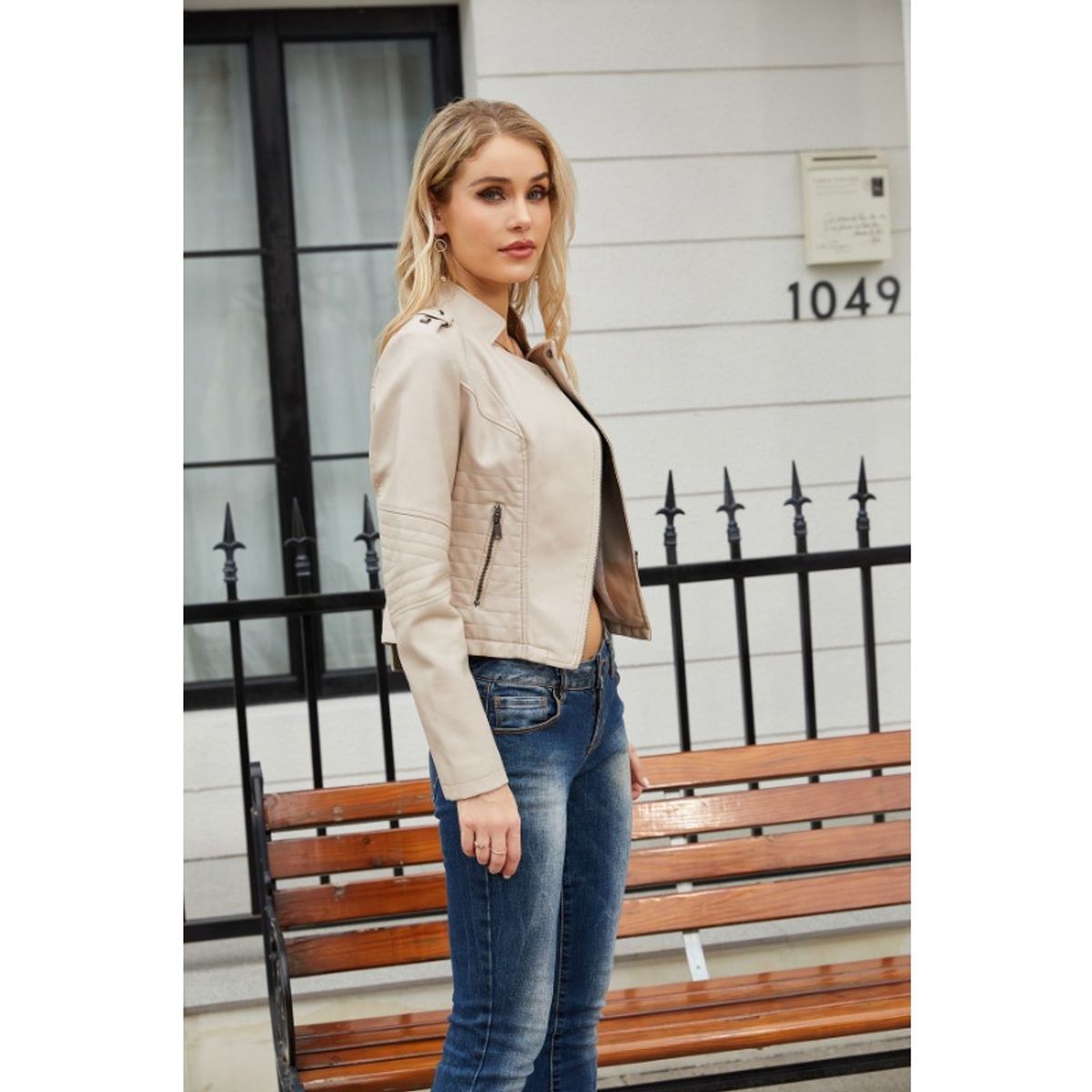 GIOIO - Chaqueta De PU Para Mujer Cazadora Cortavientos Para Moto