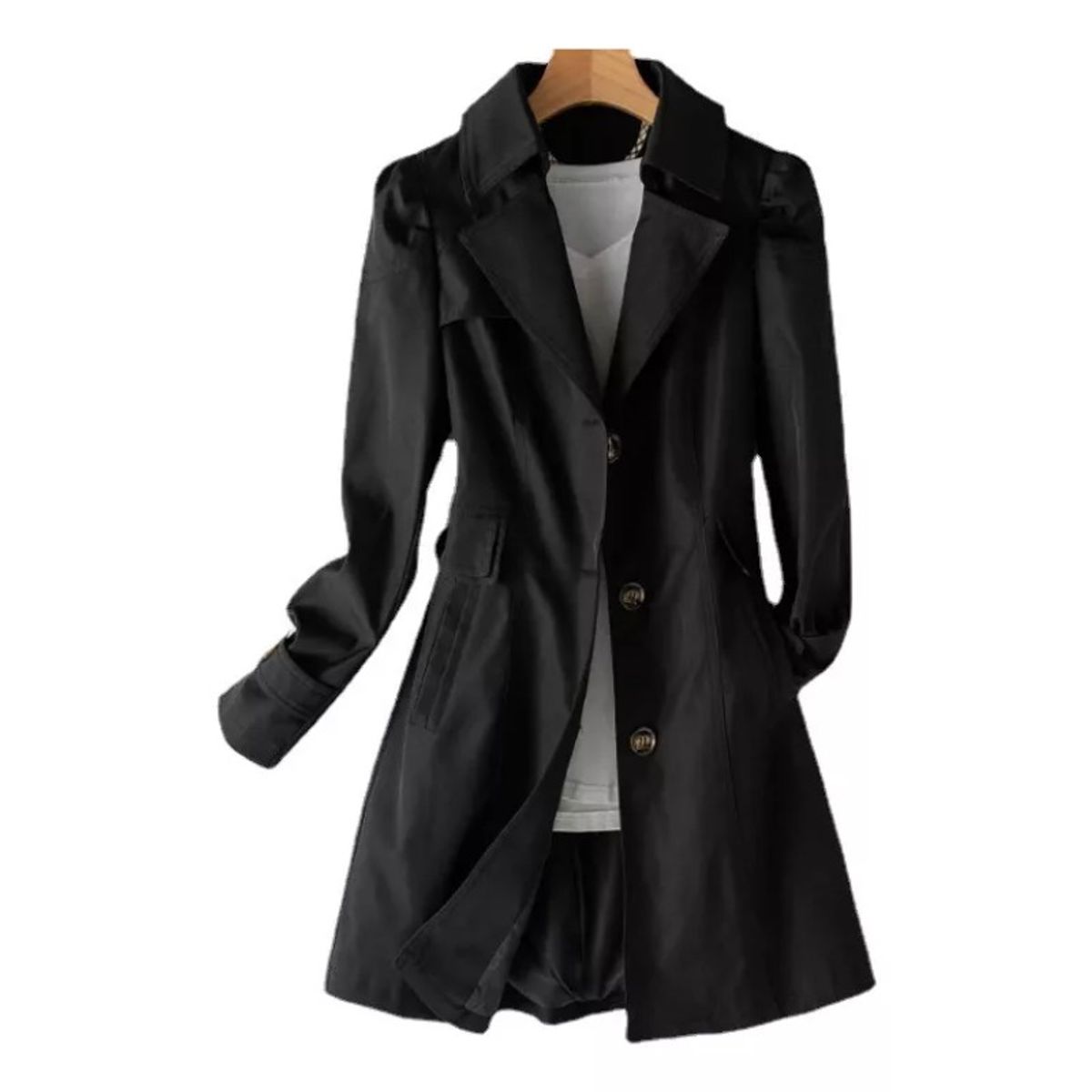 GIOIO - Gabardina De Medio Largo Con Un Solo Pecho Estilo Coreano