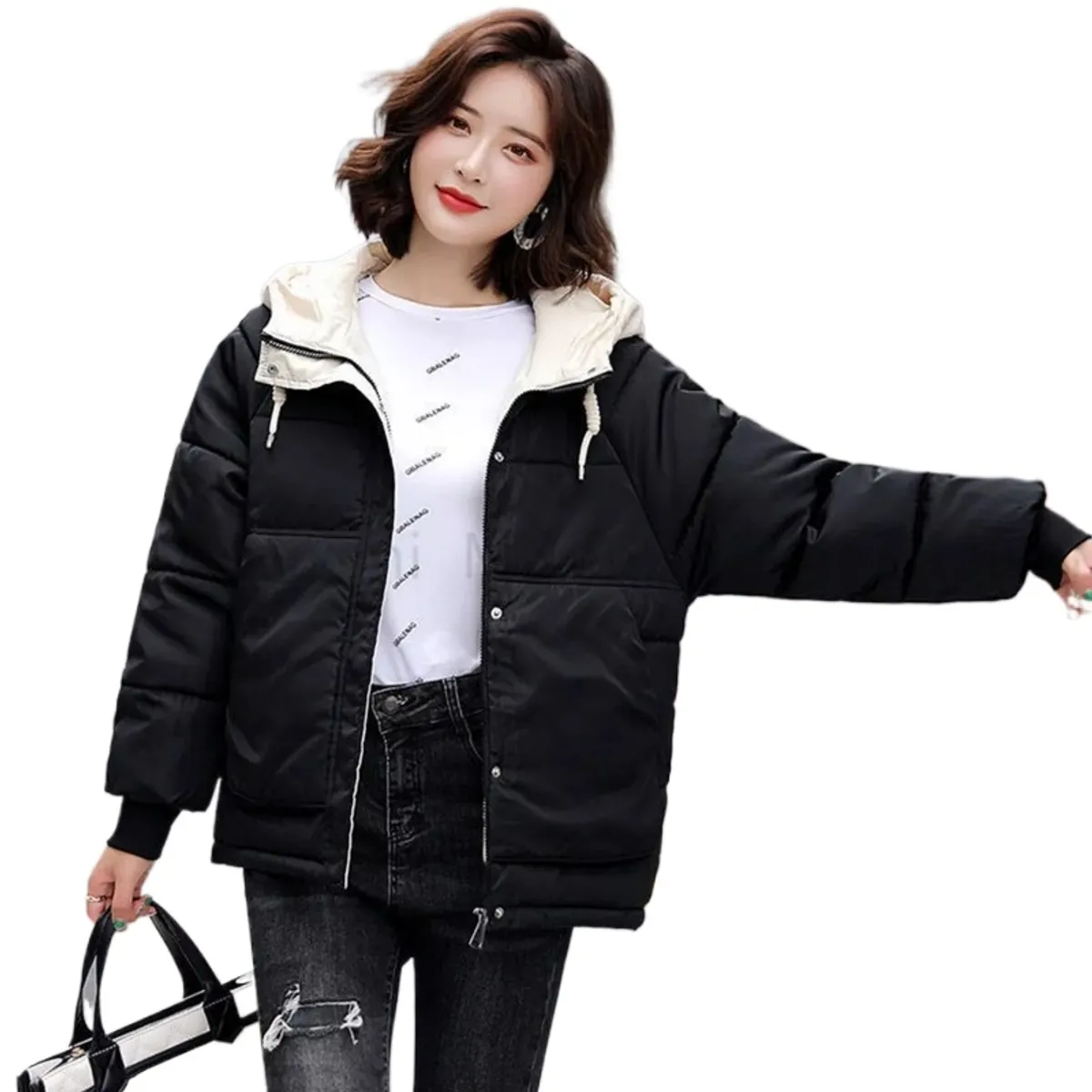 GIOIO - Chaqueta Holgada Con Capuchabloques De Color Pmujer