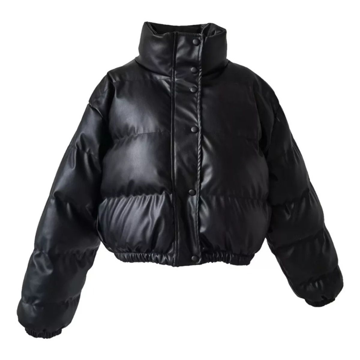 GIOIO - L Chaqueta Dama Corta De PU De Algodón De Liso