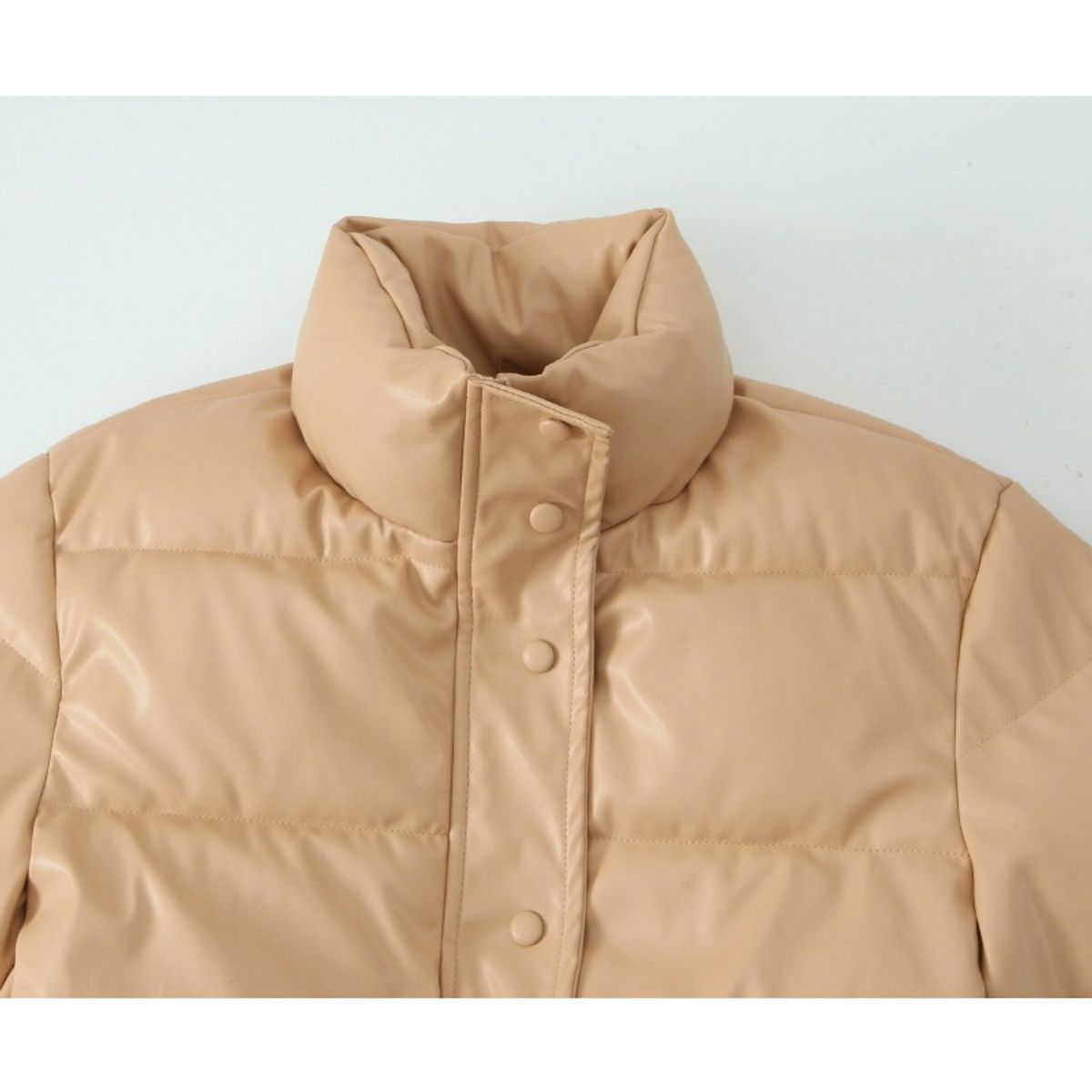 GIOIO - L Chaqueta Dama Corta De PU De Algodón De Liso