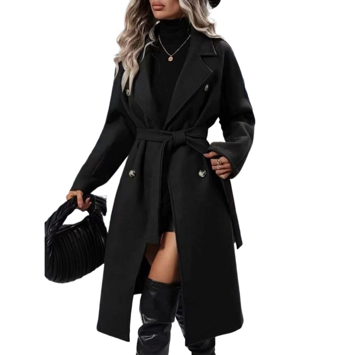 GIOIO - Gabardina Sobre La Rodilla Para Mujer De Alta Calidad