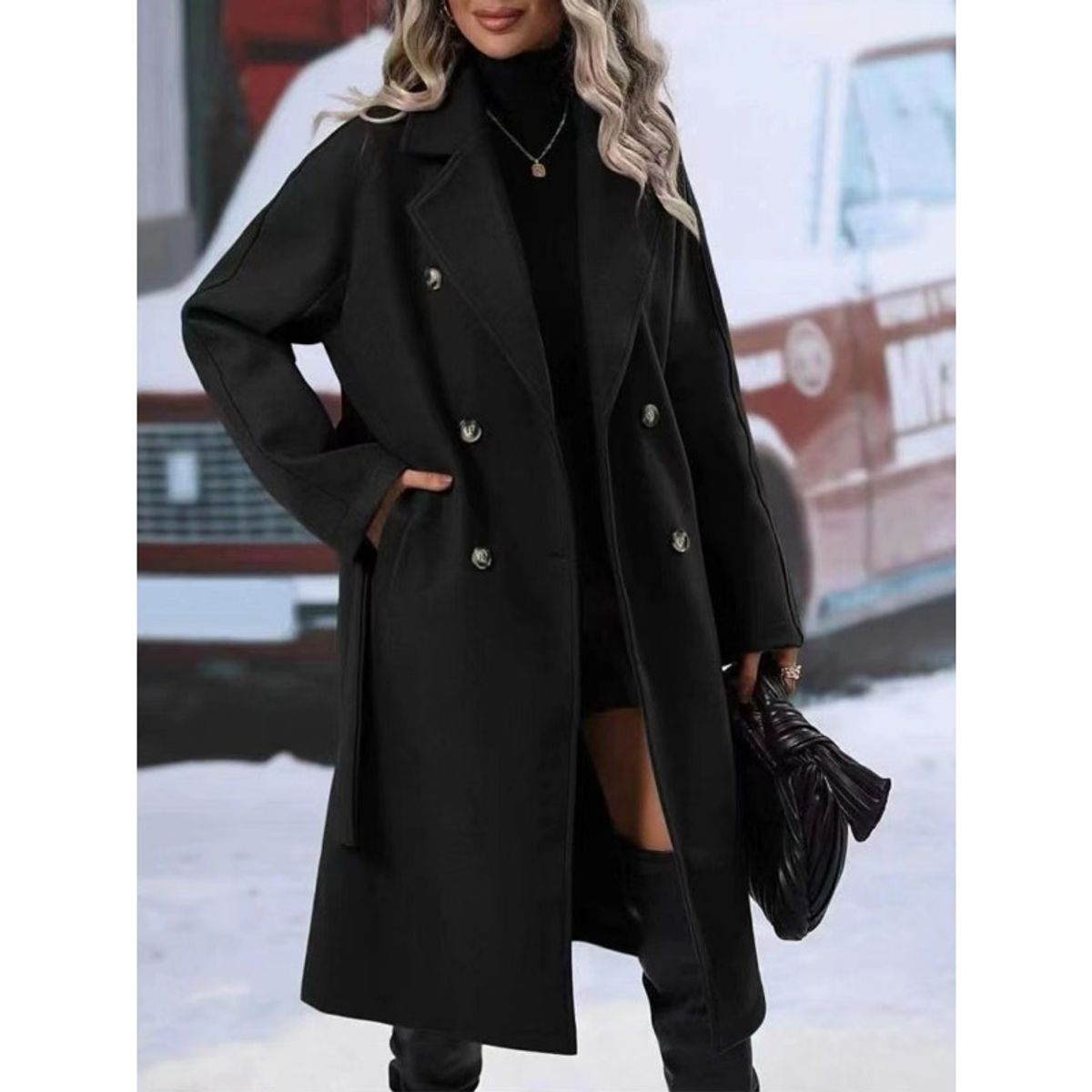 GIOIO - Gabardina Sobre La Rodilla Para Mujer De Alta Calidad