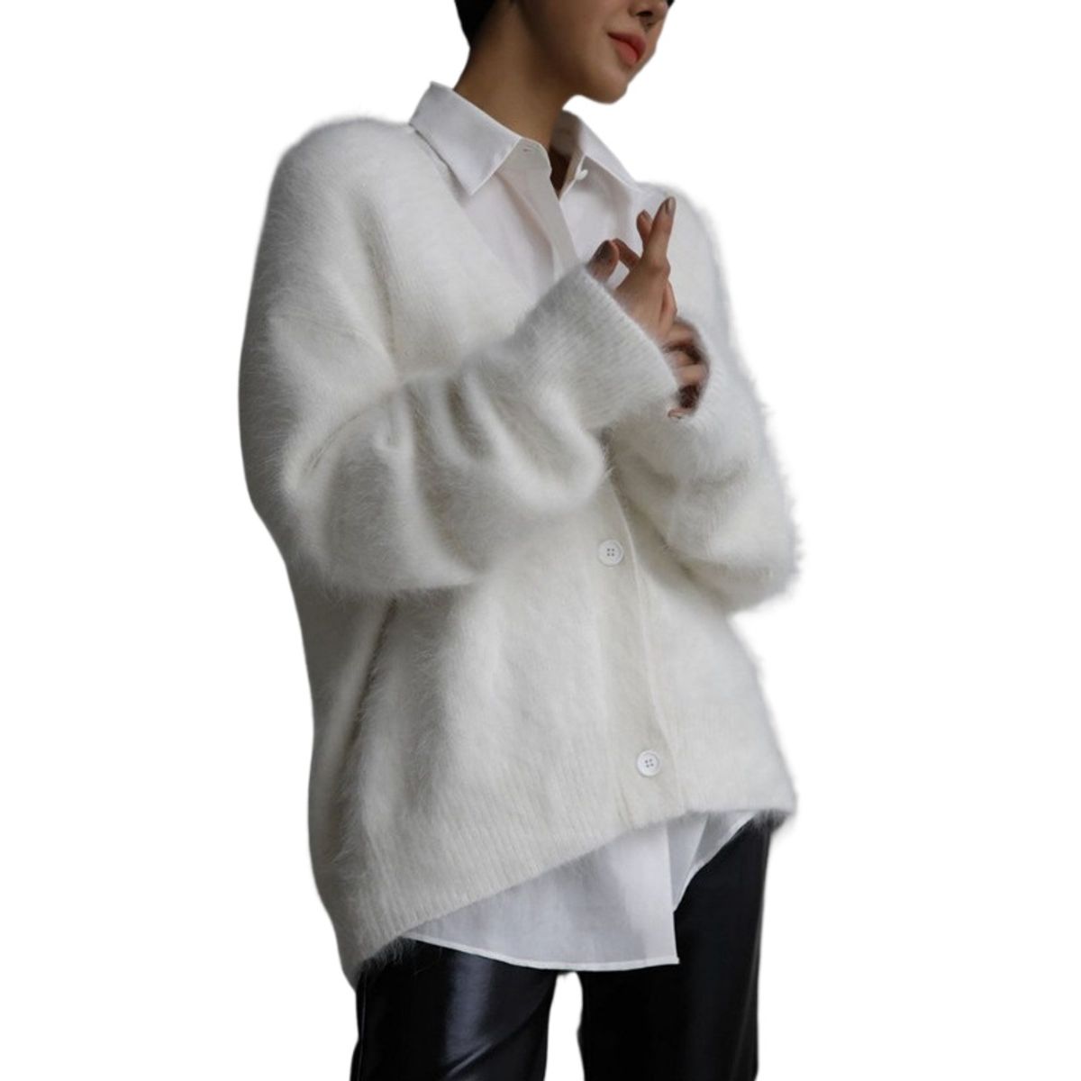 GIOIO - Cardigán Mujer Peluche Manga Larga Oversized Otoño Invierno