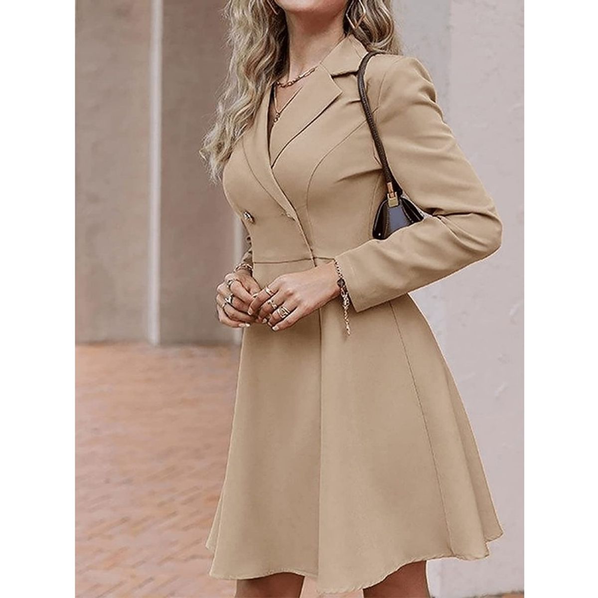 GIOIO - Abrigo Mujer Doble Botonadura Manga Larga Sólido Entallado Moderno