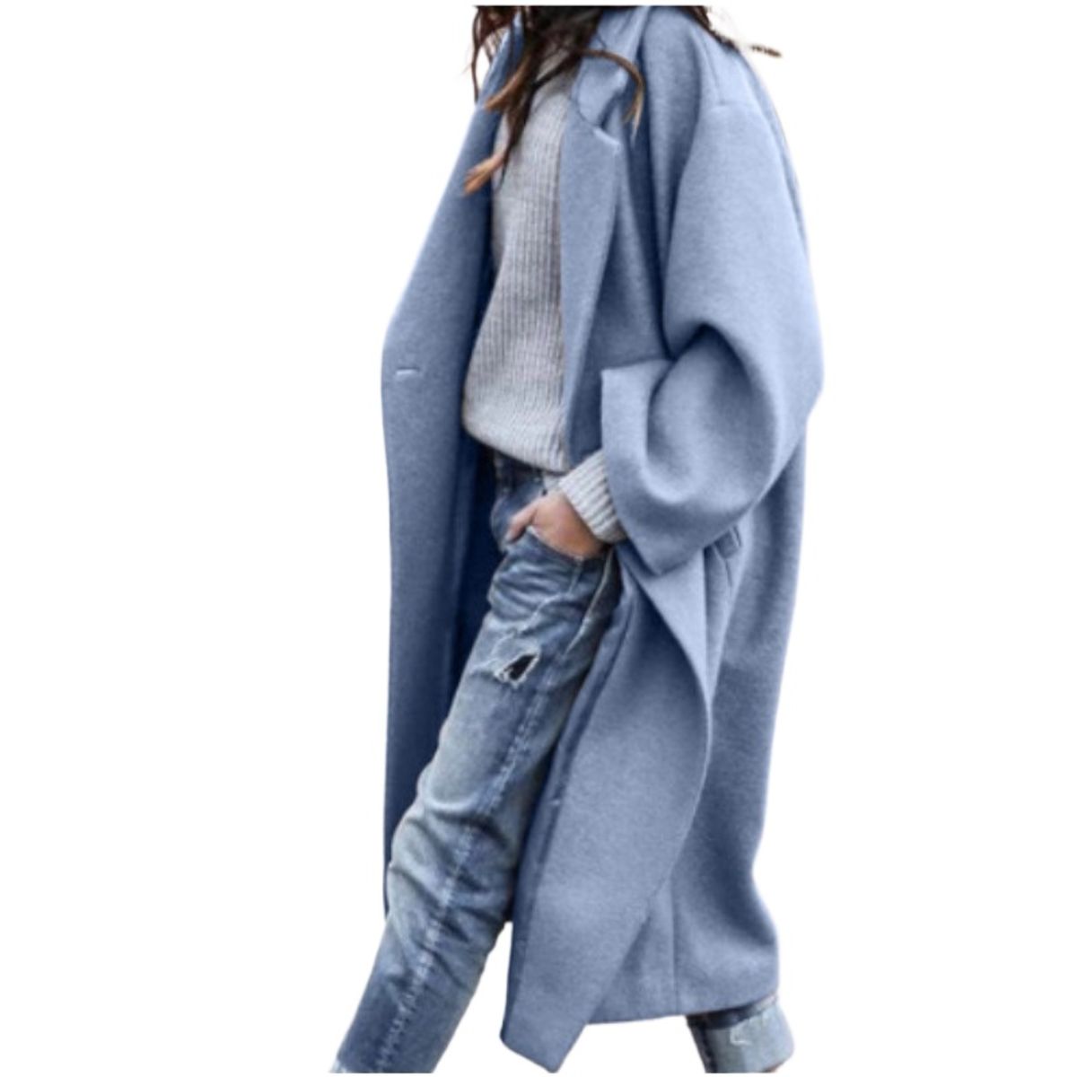 GIOIO - Abrigo Mujer Talla Grande Lana Sólido Casual Clásico