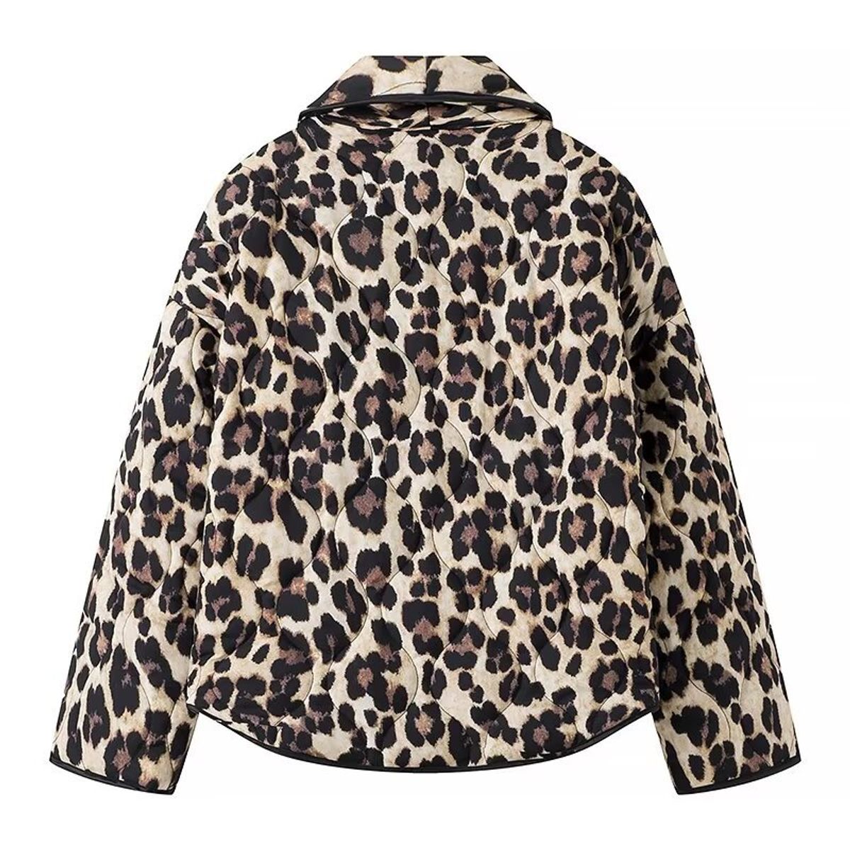 GIOIO - Abrigo Mujer Estampado Leopardo Acolchado Retro Invierno
