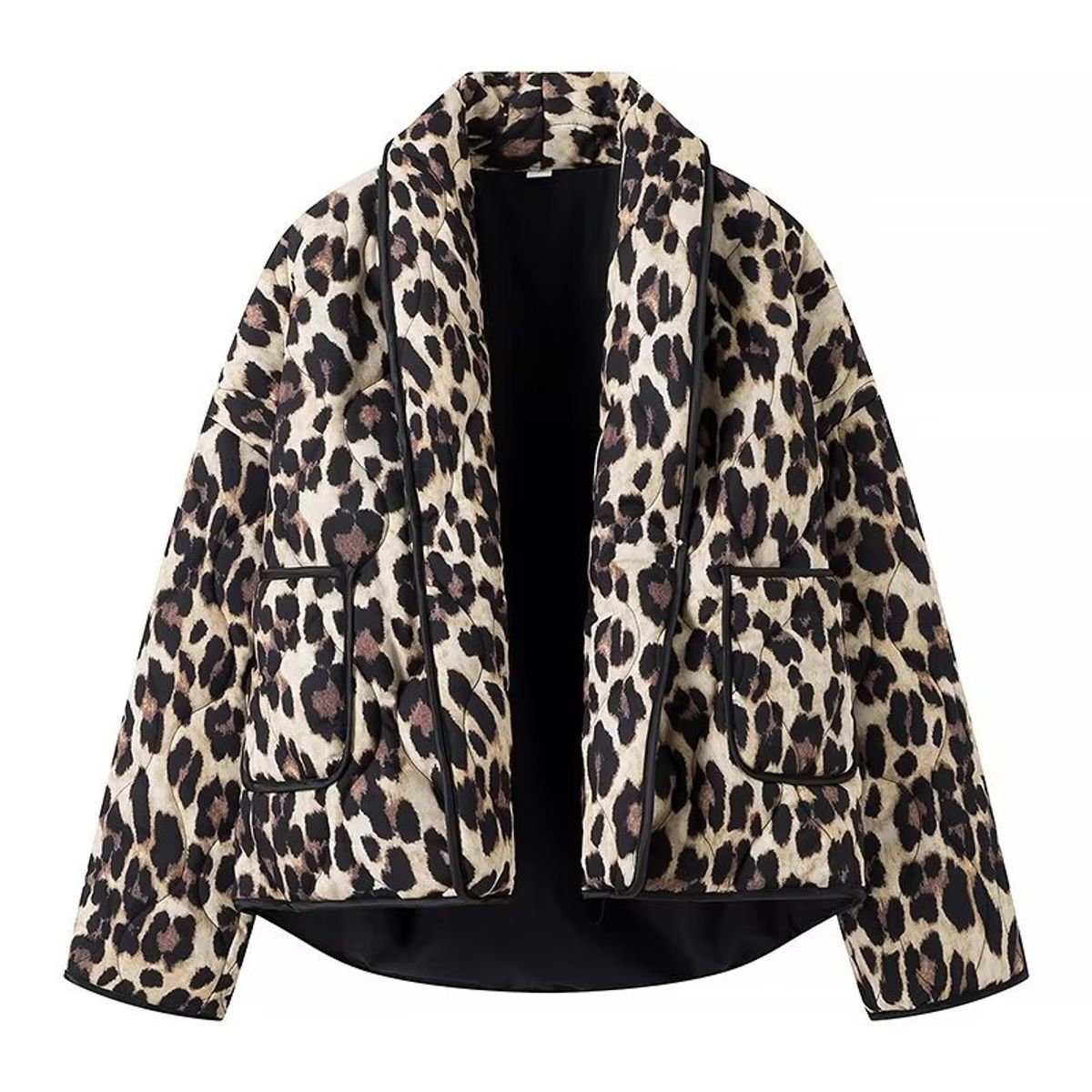 GIOIO - Abrigo Mujer Estampado Leopardo Acolchado Retro Invierno