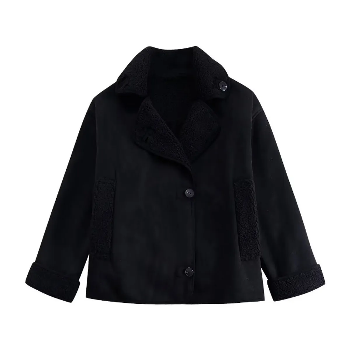 GIOIO - Chaqueta Mujer Piel y Pelo Holgado Abrigado Otoño Invierno