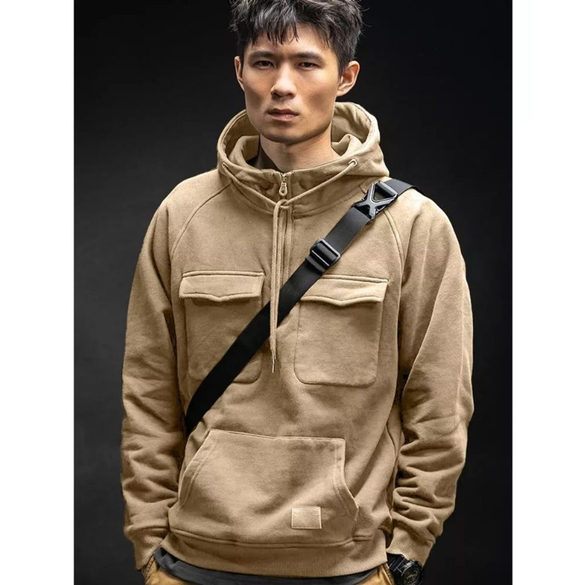 GIOIO - Sudadera Táctica Con Cremallera Y Múltiples Bolsillos Para H