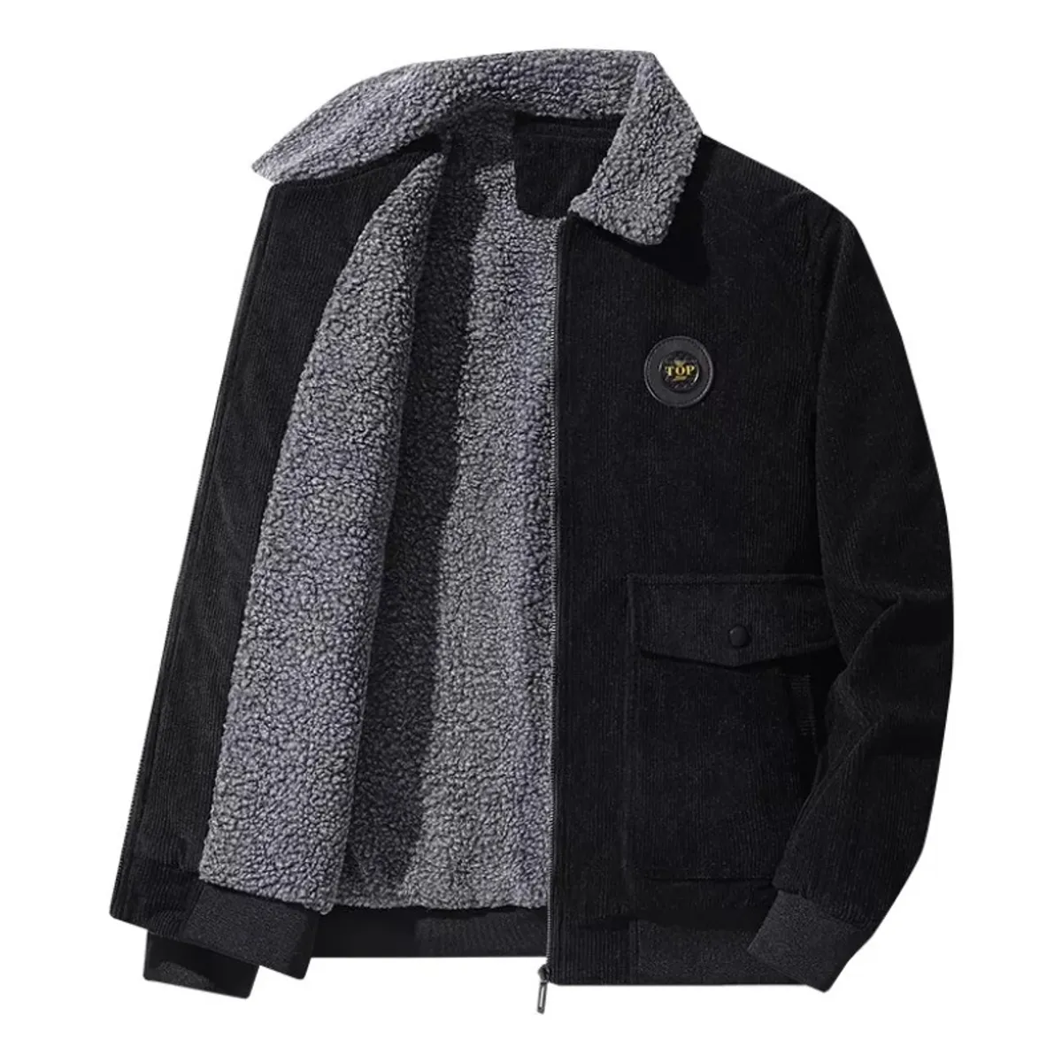 GIOIO - Chamarra De Pana Con Forro Teddy Termica Casual Moda Bomber