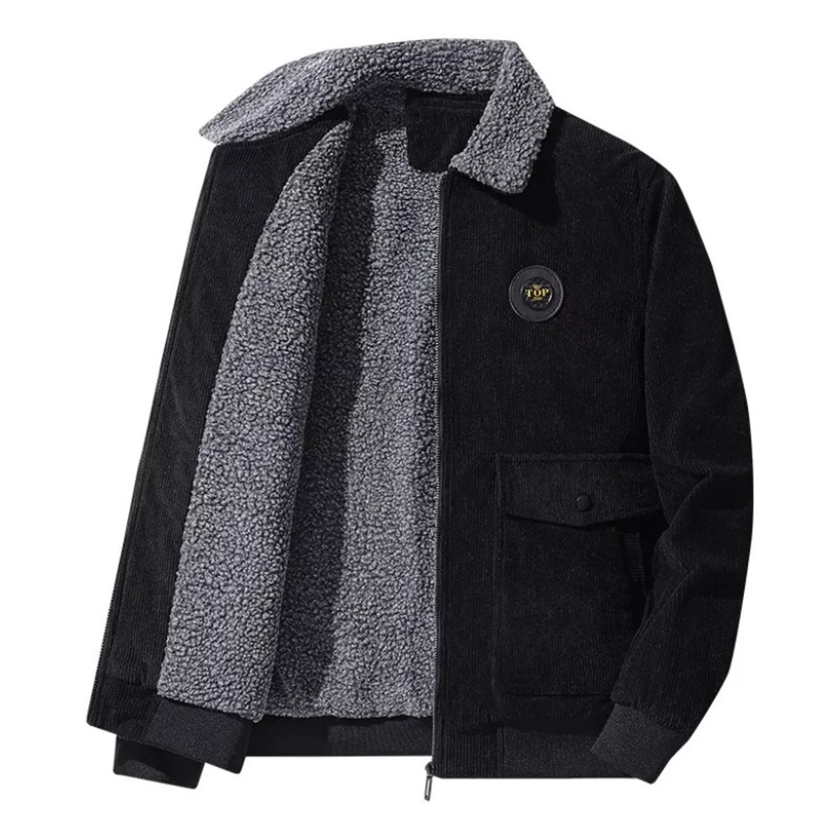 GIOIO - Chamarra De Pana Con Forro Teddy Termica Casual Moda Bomber