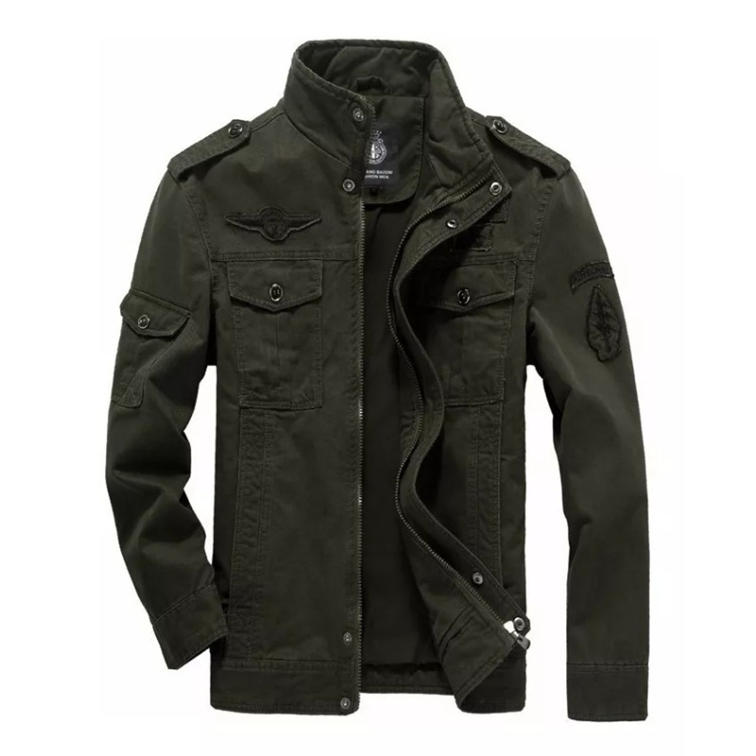Chaquetas Estilo Militar Chamarra Abrigos Hombre Cremallera GIOIO