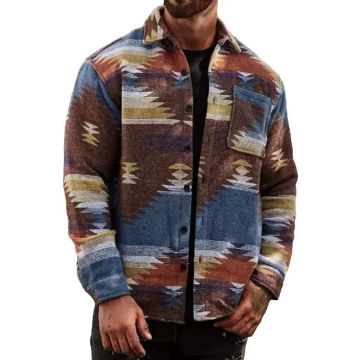 GIOIO - Chamarra Con Estampado Geométrico Para Hombre Elegante Y Cál