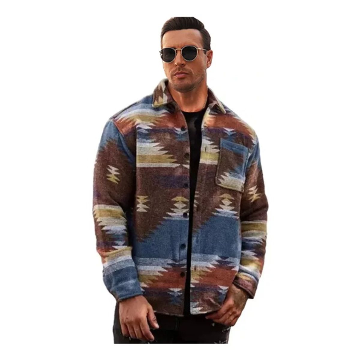 GIOIO - Chamarra Con Estampado Geométrico Para Hombre Elegante Y Cál