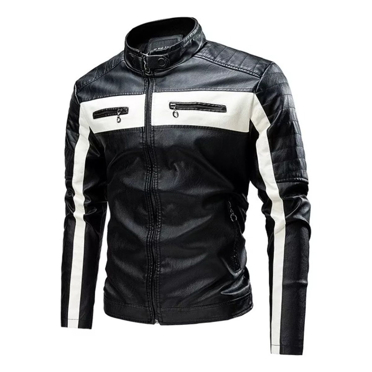 GIOIO - Chaqueta De PU Biker T60 Hombre Chaqueta De Aviador Slim