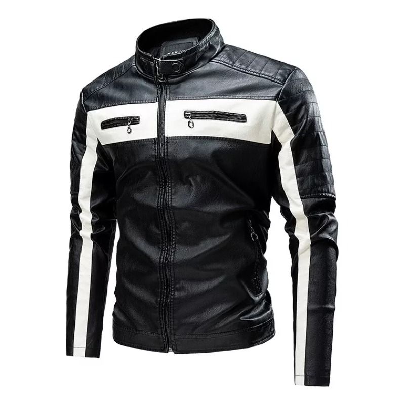 GIOIO - Chaqueta De PU Biker T60 Hombre Chaqueta De Aviador Slim