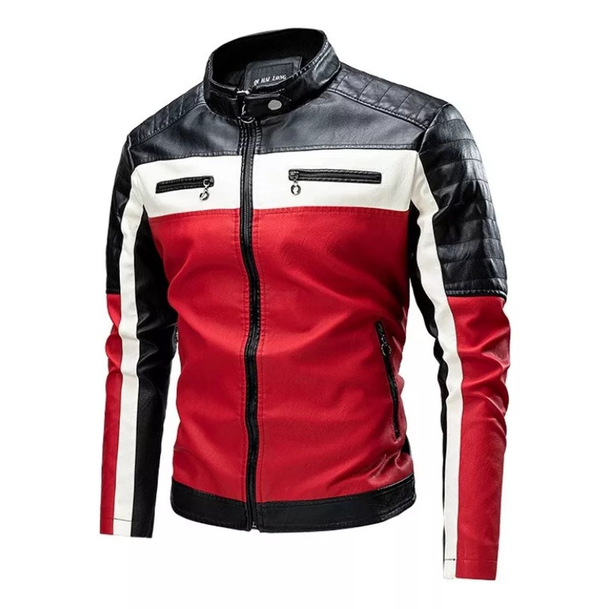 GIOIO - Chaqueta De PU Biker T60 Hombre Chaqueta De Aviador Slim