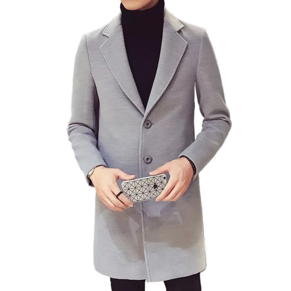 GIOIO - Gabardina Casual De Hombre De Negocios De Mezcla De Lana