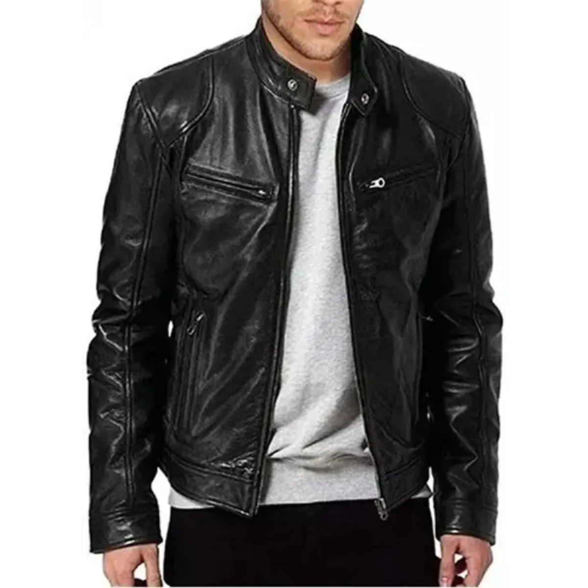 GIOIO - Chaqueta Biker Slim Para Hombre Para Hombre Rompevientos