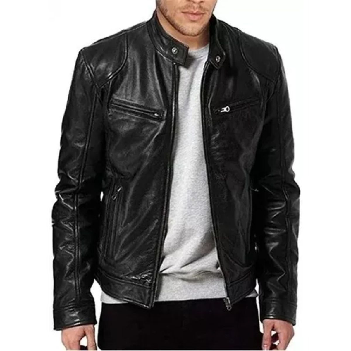 GIOIO - Chaqueta Biker Slim Para Hombre Para Hombre Rompevientos