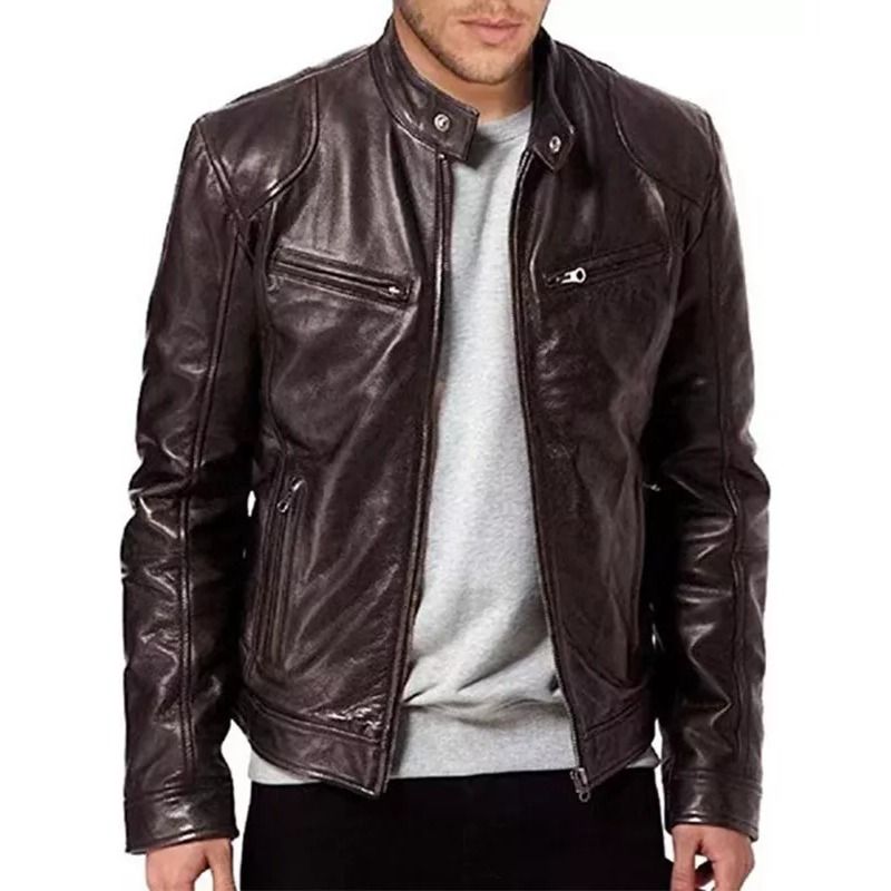 GIOIO - Chaqueta Biker Slim Para Hombre Para Hombre Rompevientos