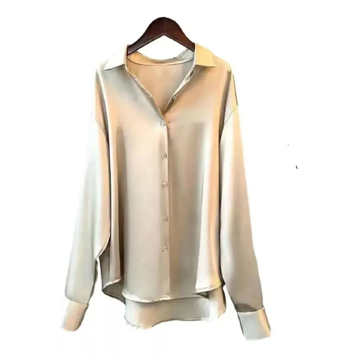 GIOIO - Camisa De Gasa Satinada Top De Seda Para Mujersuave Y Cómod