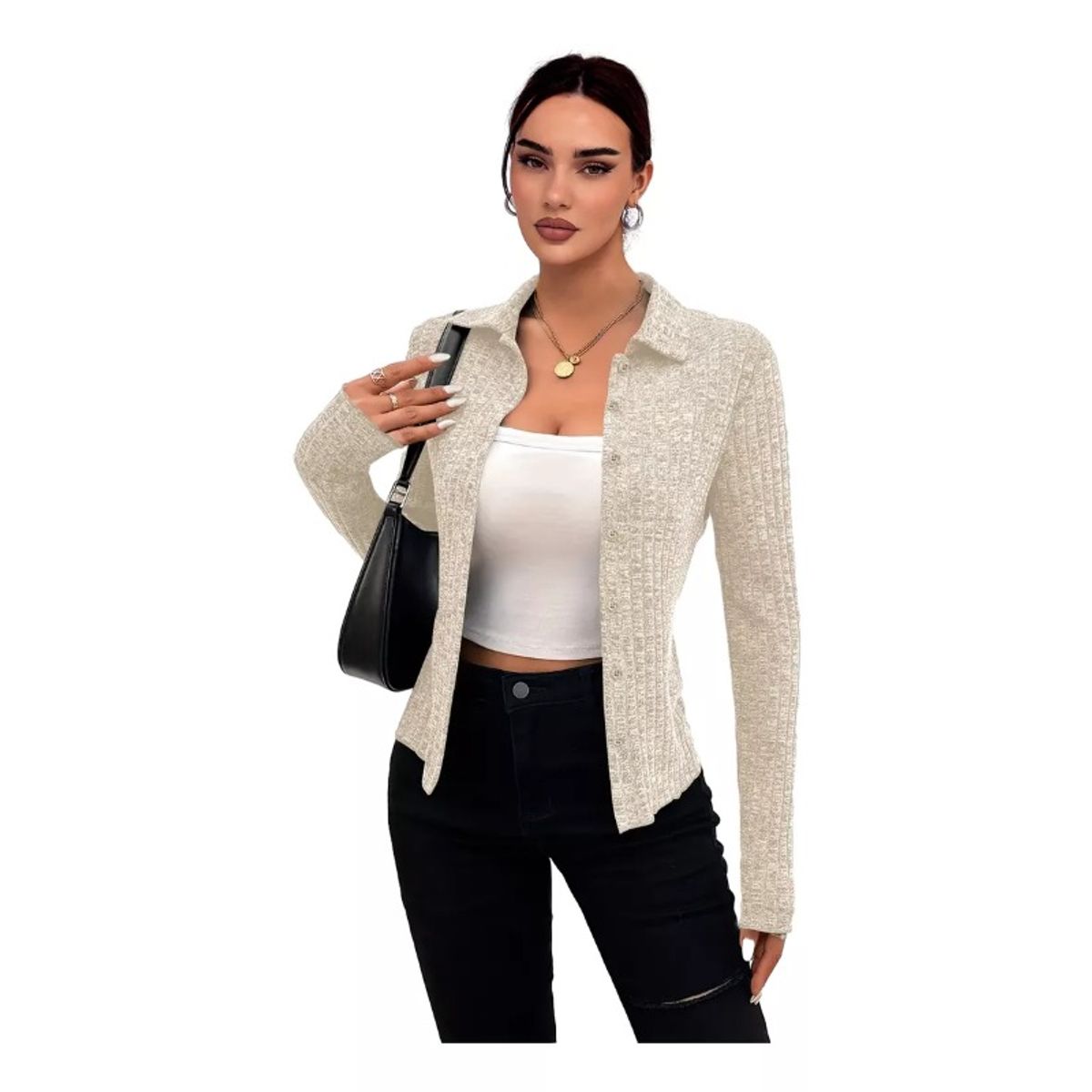 GIOIO - Suéter De Punto De Manga Larga Informal Elegante Para Mujer