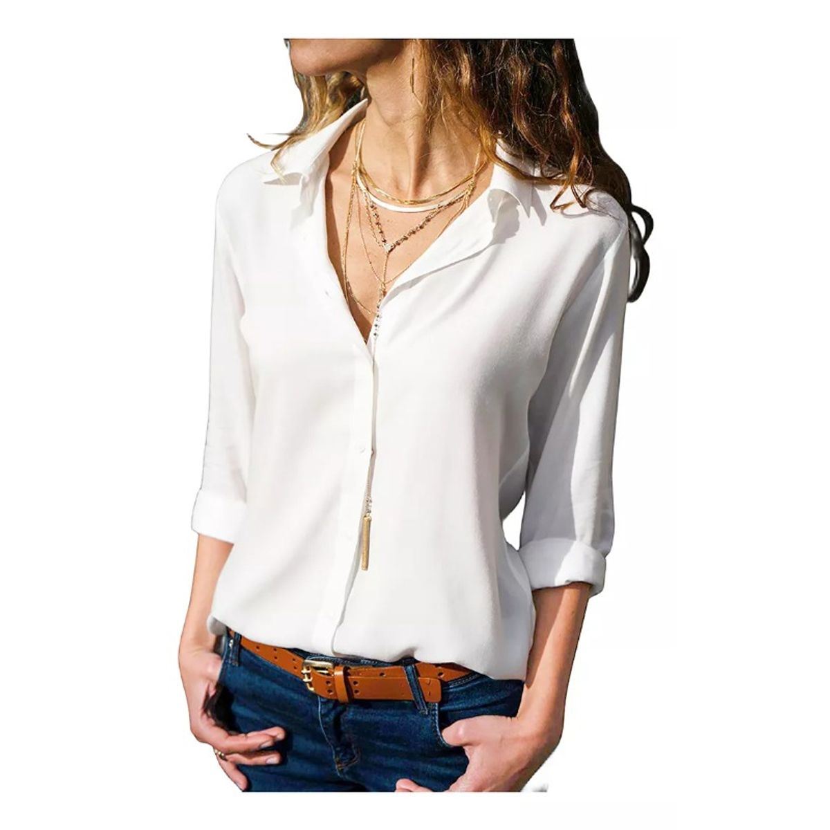 GIOIO - Blusa Casual De Moda Para Mujer Sólido Camisa