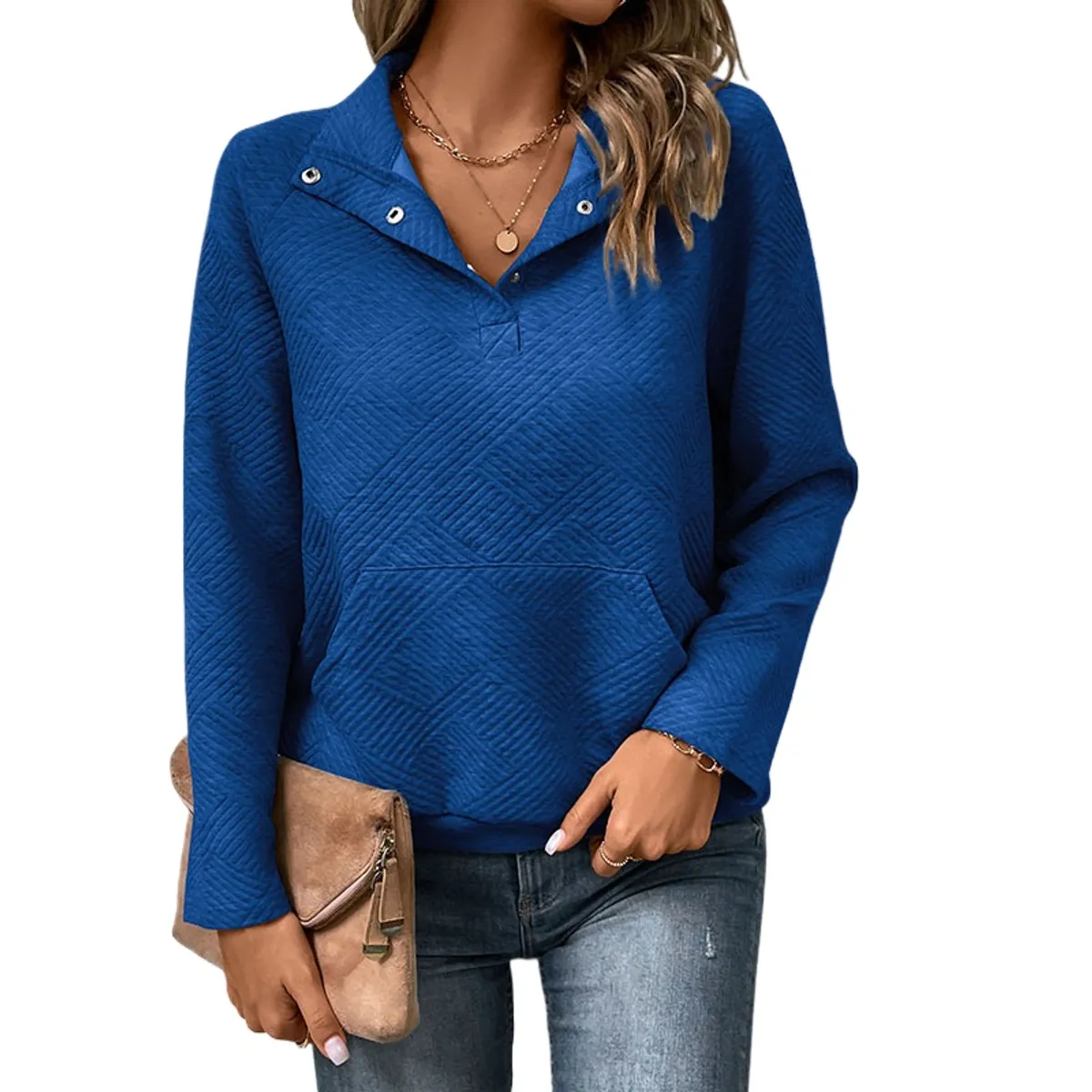 GIOIO - Camisa Mujer Lisa Americana Manga Larga Casual Holgada