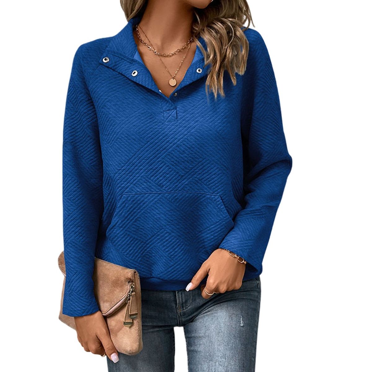 GIOIO - Camisa Mujer Lisa Americana Manga Larga Casual Holgada