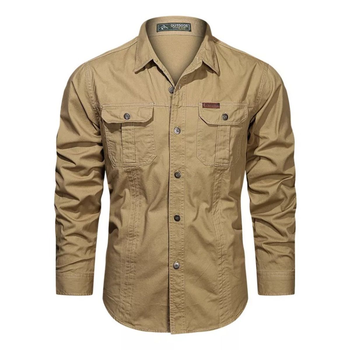 GIOIO - Camisa Casual De Algodón Con Mangas Largas Para Hombre