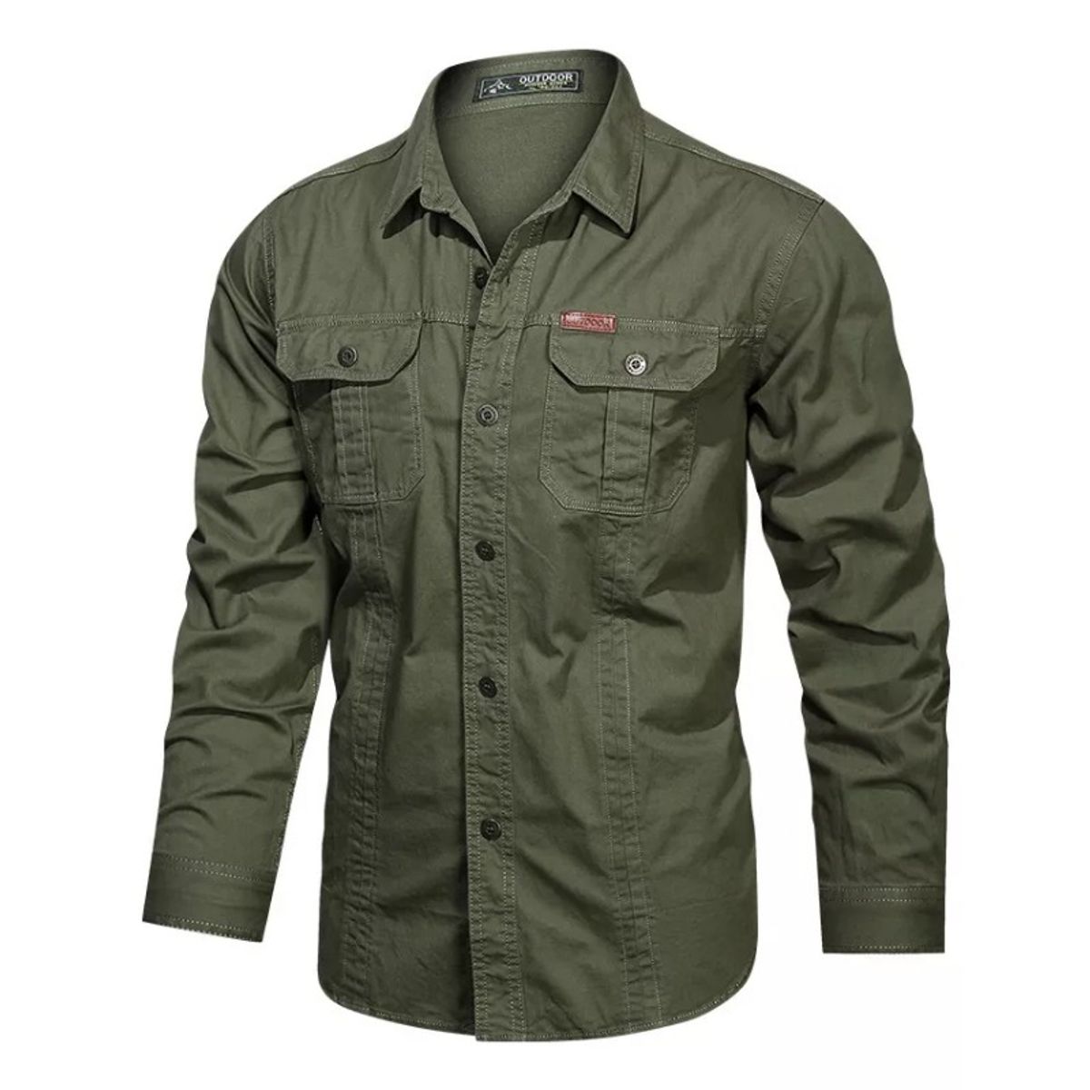 GIOIO - Camisa Casual De Algodón Con Mangas Largas Para Hombre