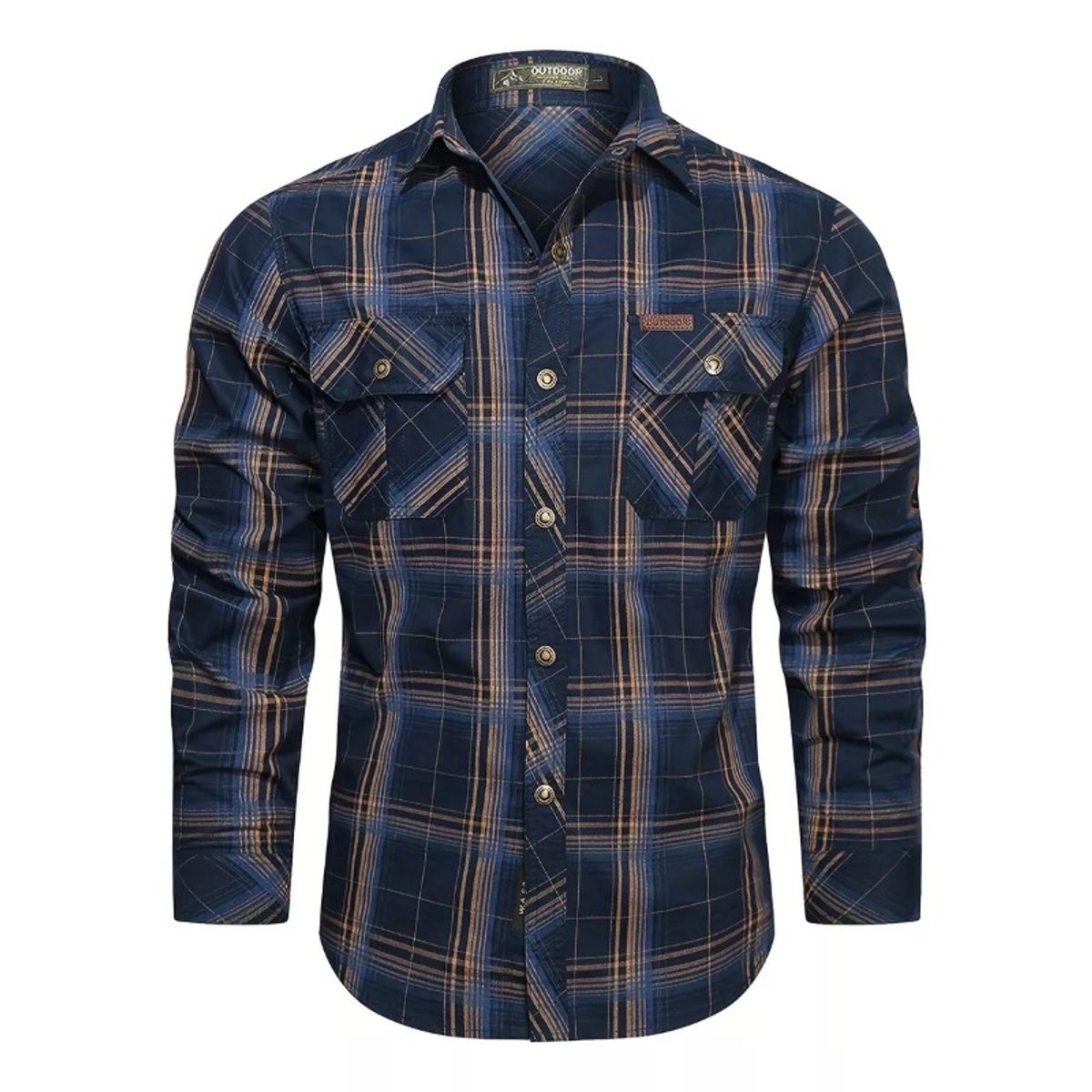 GIOIO - Camisa Casual De Trabajo Al Aire Libre De Algodón A Cuadros