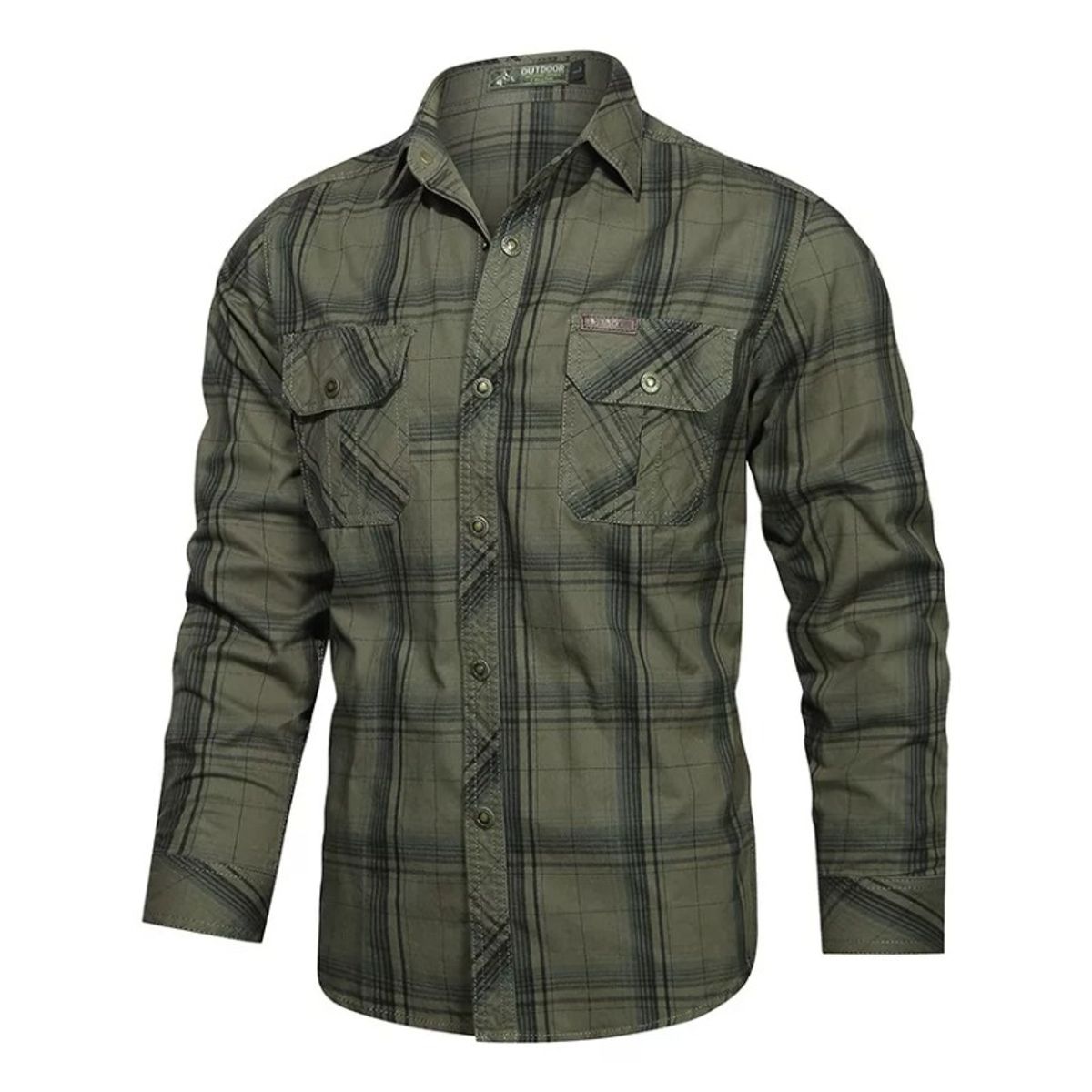 GIOIO - Camisa Casual De Trabajo Al Aire Libre De Algodón A Cuadros