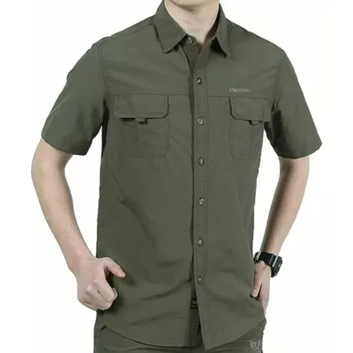 GIOIO - Camisa Manga Corta De Trabajo De Secado Rápido Para Hombre