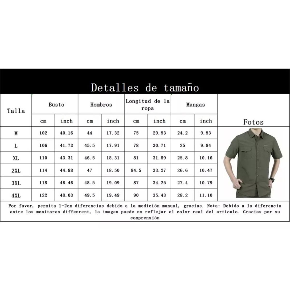 GIOIO - Camisa Manga Corta De Trabajo De Secado Rápido Para Hombre