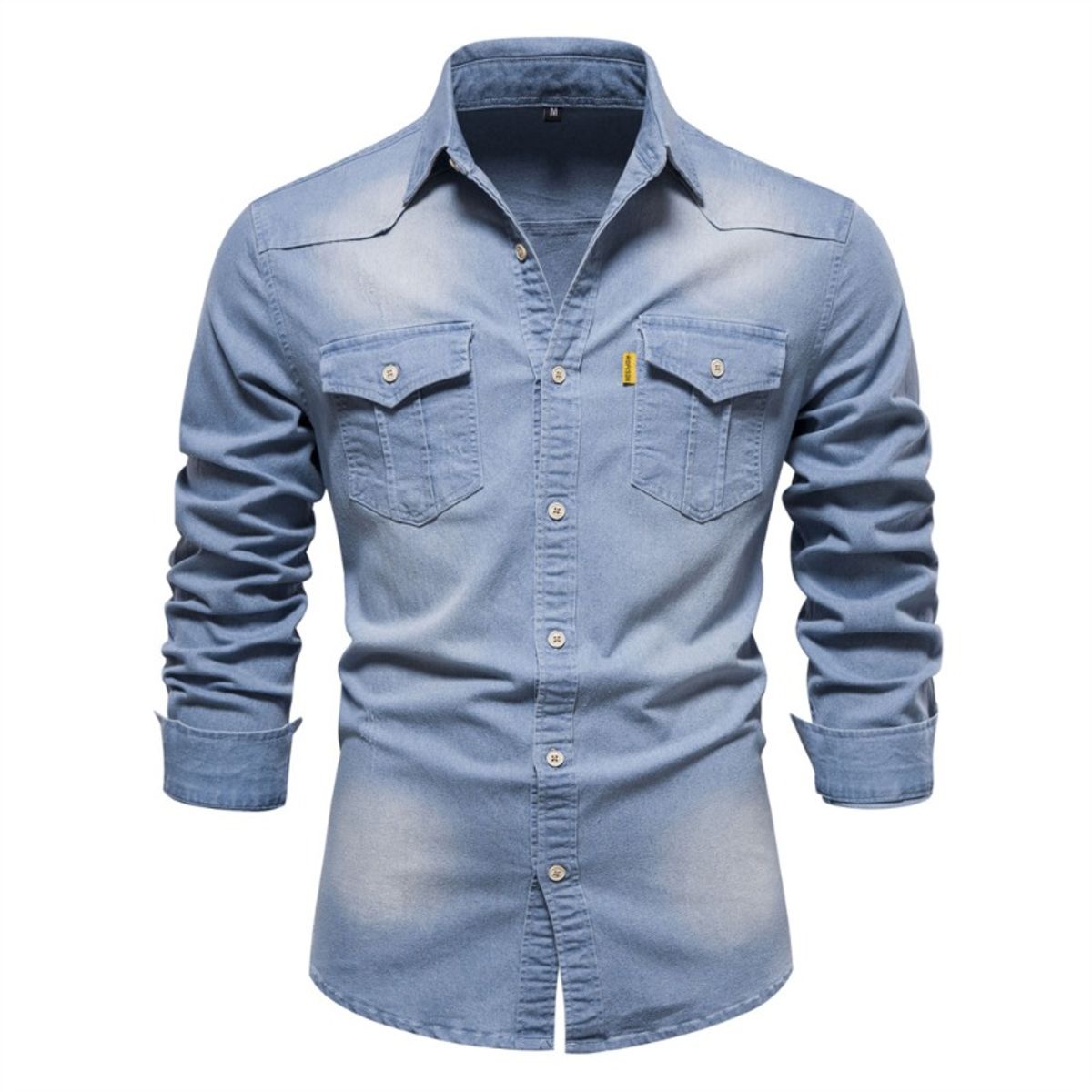 GIOIO - Camisa Casual De Mezclilla Y Manga Larga Para Hombre