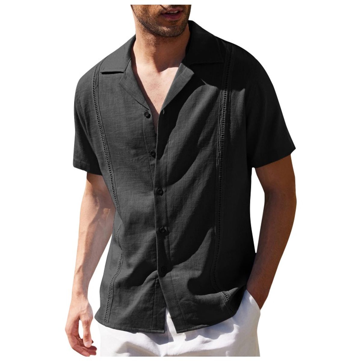 GIOIO - Camisa De Manga Corta De Playa Guayabera Cubana Para Hombre