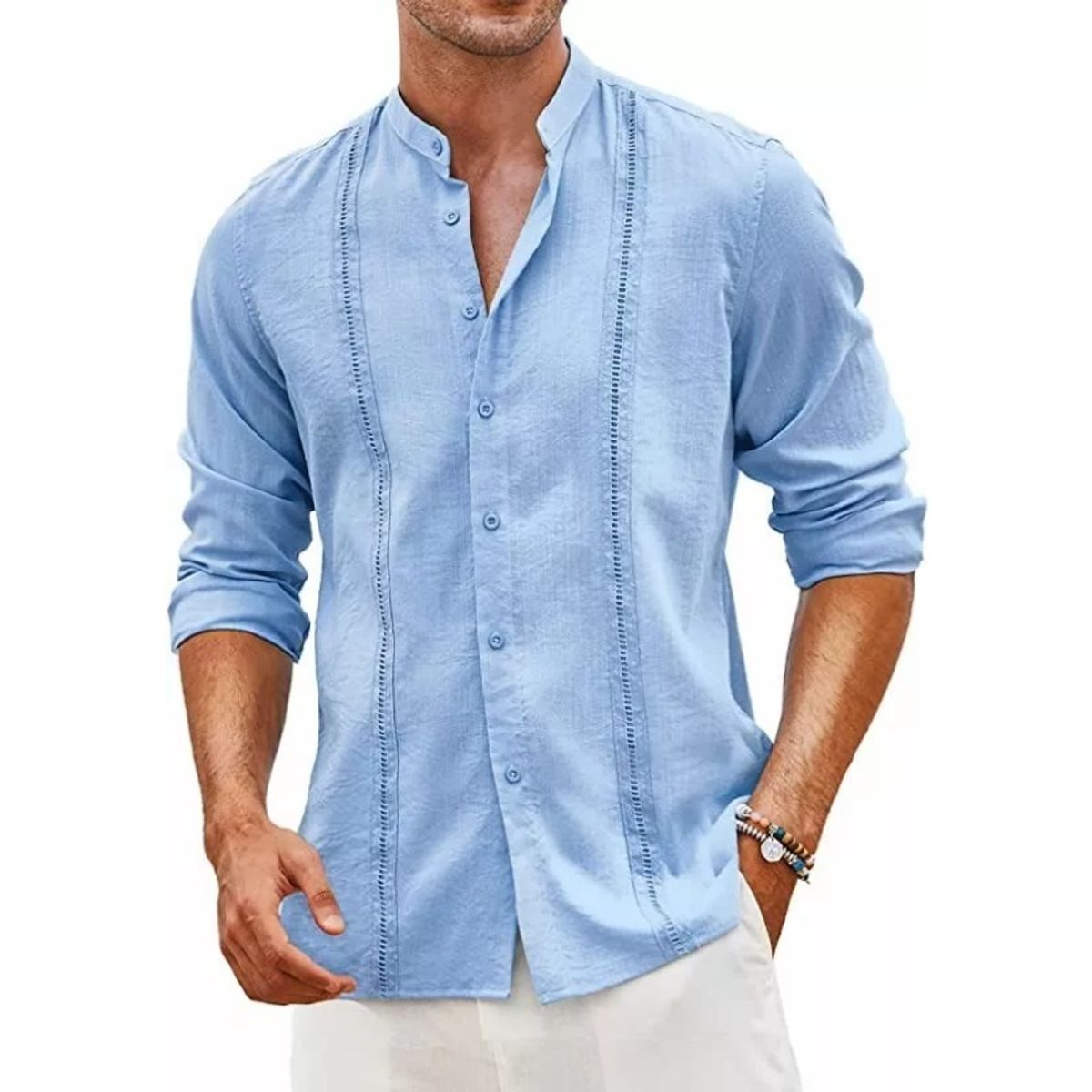 GIOIO - Camisas Casual Playa De Guayabera Cubana Para Hombre