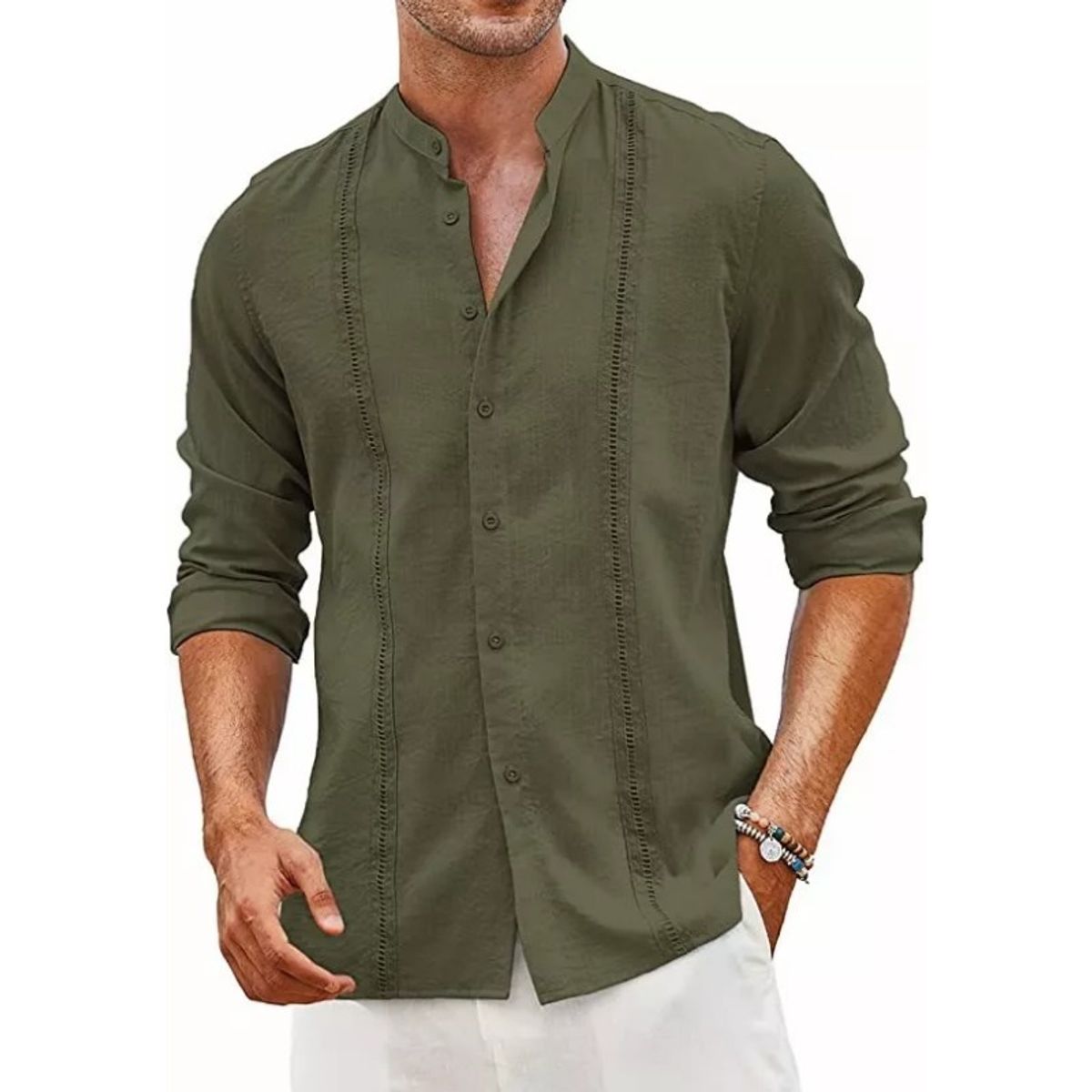 GIOIO - Camisas Casual Playa De Guayabera Cubana Para Hombre