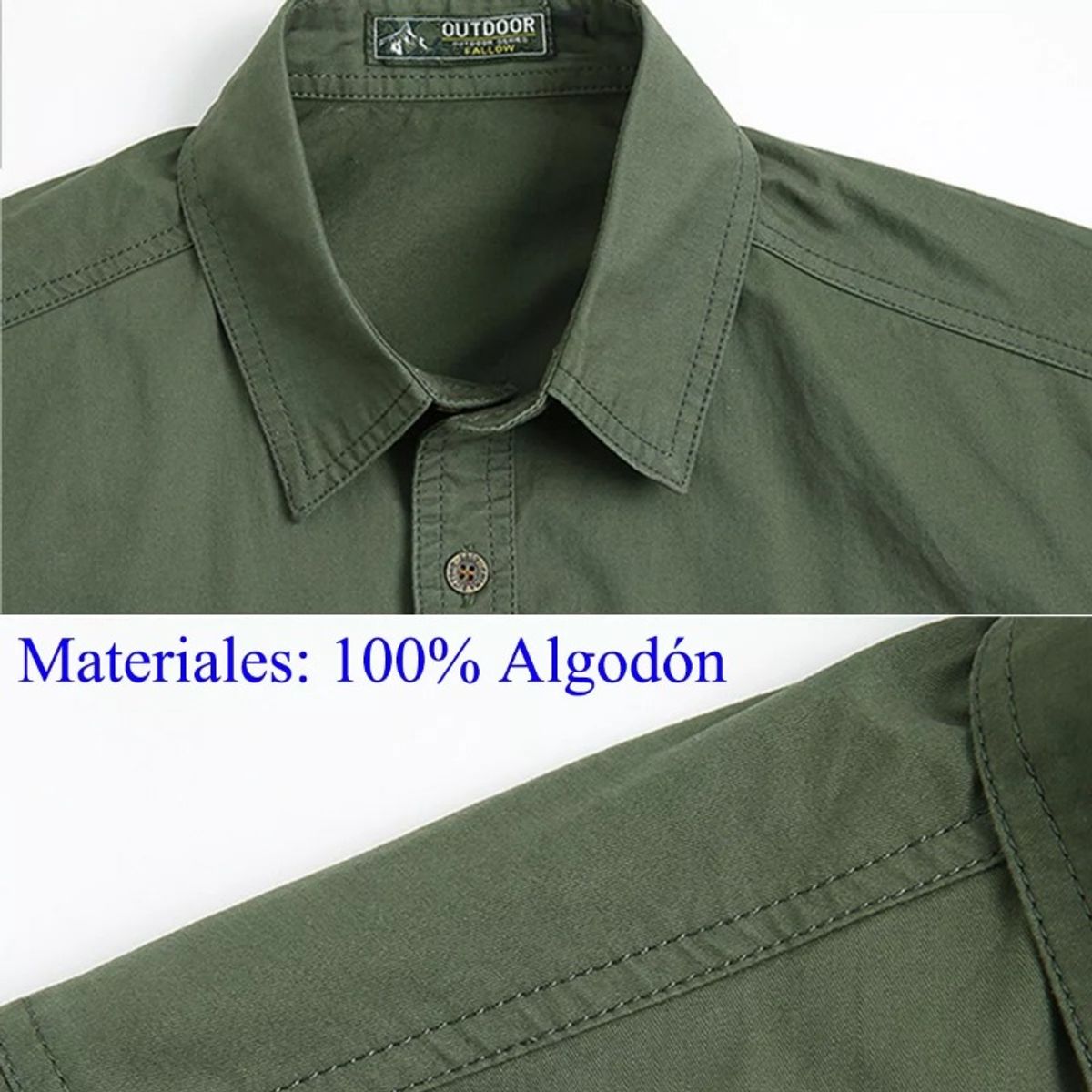 GIOIO - Camisa Casual De Algodón Con Solapa Mangas Short Para Hombre