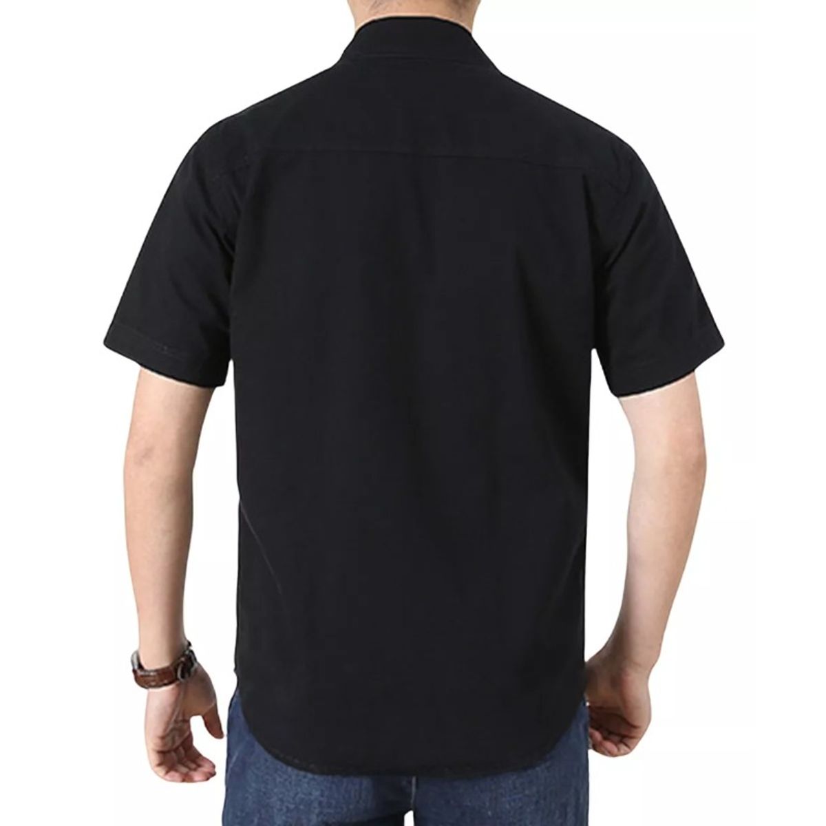 GIOIO - Camisa Casual De Algodón Con Solapa Mangas Short Para Hombre