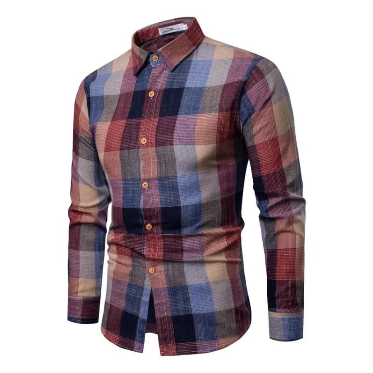 GIOIO - Camisa De Hombre A Cuadros Con Botones