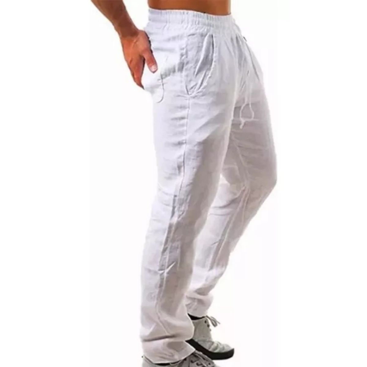 GIOIO - Pantalones Casuales De Lino De Algodón Para Hombres Playa