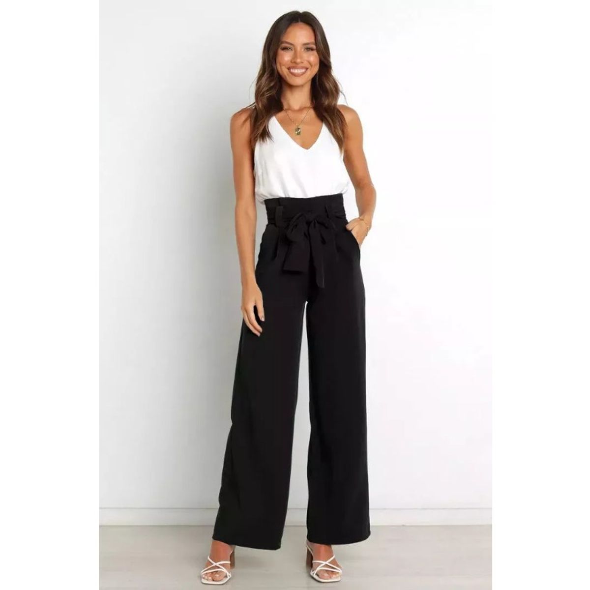 GIOIO - Pantalones Anchos Casuales De Color Liso Para Mujer