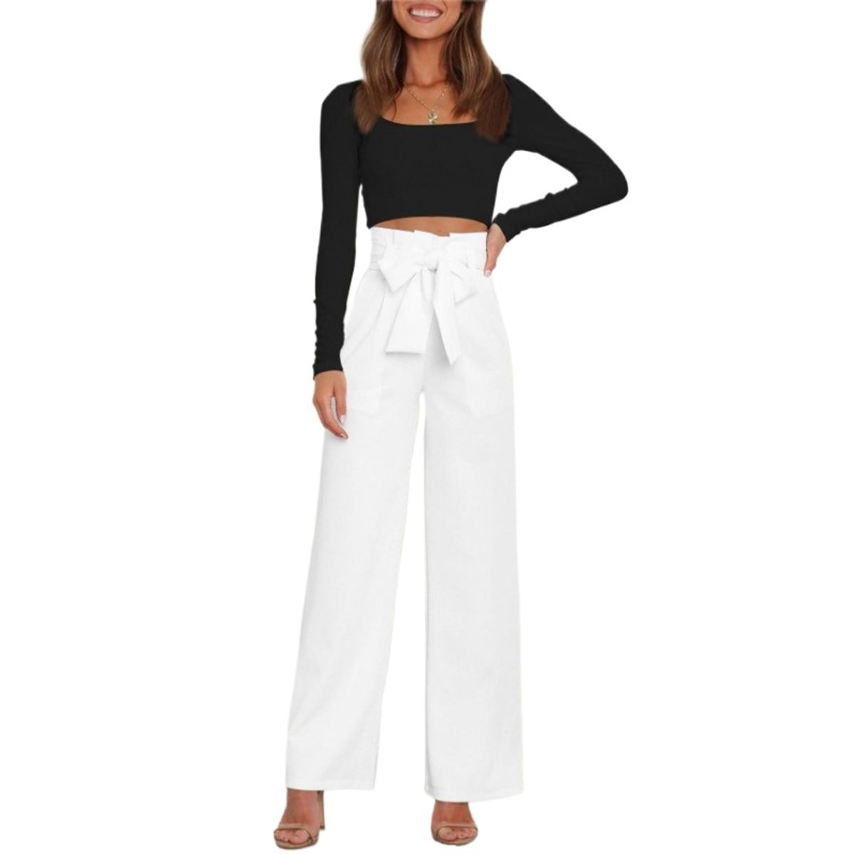 GIOIO - Pantalones Anchos Casuales De Color Liso Para Mujer