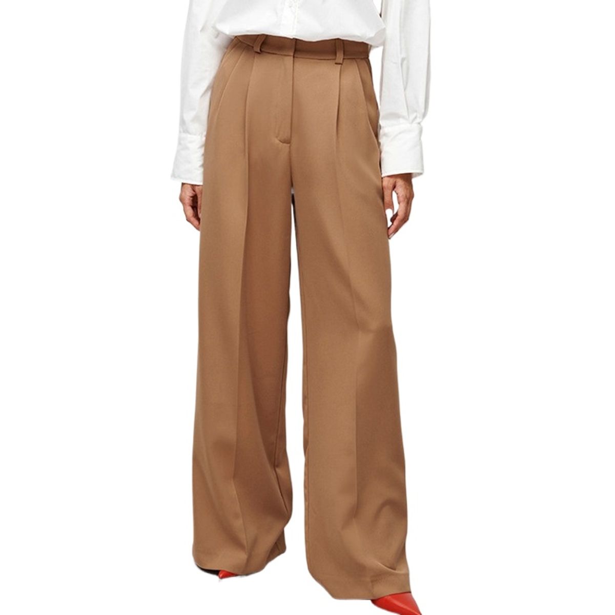 GIOIO - Pantalón Vestir Mujer Tiro Alto Fluido Casual Delgado